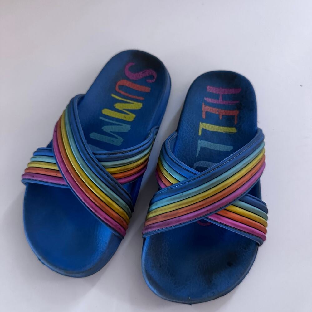 Girls Puff Slide Sandals by Wonder Nation with Crisscross Straps ~ Size … - Picture 2 of 4